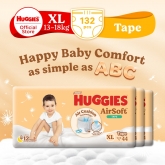 Huggies Airsoft Tape Diaper XL 44s X 3